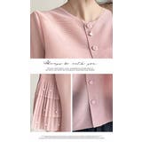 プリーツ カーディガン ボレロ  重ね着 プリーツ 長袖 フリル パール | LATTE | 詳細画像7 