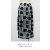 ロング 膝下 ひざ下 プリーツスカート リラックス ウエストゴム ドット | LATTE | 詳細画像4