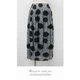 GRAY | ロング 膝下 ひざ下 プリーツスカート リラックス ウエストゴム ドット | LATTE