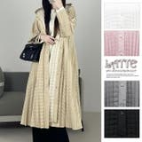 アウター ジャケット プリーツ 膝下 長袖 無地 フリーサイズ コート | LATTE | 詳細画像1