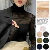 ハイネック トップス 肌隠し レース 透け感 インナー 無地 長袖 シースルー | LATTE | 詳細画像1