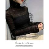 ハイネック トップス 肌隠し レース 透け感 インナー 無地 長袖 シースルー | LATTE | 詳細画像2