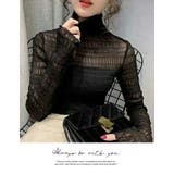 ハイネック トップス 肌隠し レース 透け感 インナー 無地 長袖 シースルー | LATTE | 詳細画像4