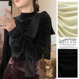 シアー ハイネック エレガントなリボン結びブラウストップス | LATTE | 詳細画像1 