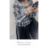 トップス チェック 長袖 秋冬 散歩 配色 デート シャーリング ブラウス | LATTE | 詳細画像2 