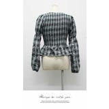 トップス チェック 長袖 秋冬 散歩 配色 デート シャーリング ブラウス | LATTE | 詳細画像8 