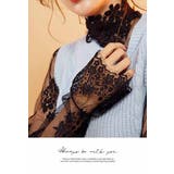 ハイネック カットソー 肌隠し レース 透け感 インナー 長袖 シースルー | LATTE | 詳細画像5 