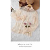 ハイネック カットソー 肌隠し レース 透け感 インナー 長袖 シースルー | LATTE | 詳細画像8 