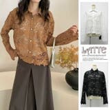 ブラウス Tシャツ 長袖 オシャレ スタンダード レース 長袖 レース | LATTE | 詳細画像1 