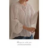 刺繍ブラウス 長袖 カジュアル 上品 ナチュラルTシャツ 長袖  カジュアル | LATTE | 詳細画像2 