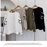 長袖 カジュアル Tシャツ 秋冬  オシャレ そでリボン | LATTE | 詳細画像2 