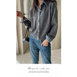 アウター カーディガン ニット 秋冬  もこもこ 長袖 デニム ニット 配色 | LATTE | 詳細画像4 