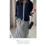 アウター カーディガン ニット 秋冬  もこもこ 長袖 デニム ニット 配色 | LATTE | 詳細画像7 