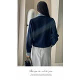 アウター カーディガン ニット 秋冬  もこもこ 長袖 デニム ニット 配色 | LATTE | 詳細画像8 