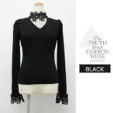 ハイネック レース お花 無地 長袖 レイヤード シンプル 袖レース | LATTE | 詳細画像12