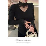 ハイネック レース お花 無地 長袖 レイヤード シンプル 袖レース | LATTE | 詳細画像4