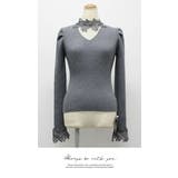 ハイネック レース お花 無地 長袖 レイヤード シンプル 袖レース | LATTE | 詳細画像5