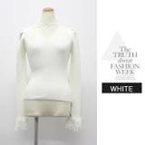 ハイネック レース お花 無地 長袖 レイヤード シンプル 袖レース | LATTE | 詳細画像10