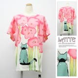 プリント スタンダード トップス レース プルオーバー 半袖 配色 デート | LATTE | 詳細画像1 