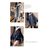 アウター カーディガン ニット 秋冬  もこもこ 長袖 デニム ニット 配色 | LATTE | 詳細画像2 