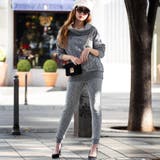 杢グレー | ガーゼスウェットオフショルトップス&パンツセット | LAYLA