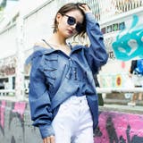 デニムブルー | ロゴプリント3WAYデニムBIGシャツ | LAYLA