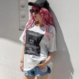 ホワイト | シフォンワッペンロゴプリントTシャツ | LAYLA