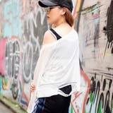 ホワイト | ボートネックバック英字カッティングTシャツ | LAYLA