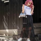 ブラック | くしゅプリーツちょい透けロングスカート | LAYLA