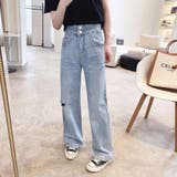 ウエストサイド開きワイドデニムパンツ レディースファッション通販 ハイウエスト | LAYLA | 詳細画像2 