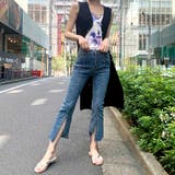 デニムブルー | 前スリットセンターラインデニムパンツ レディースファッション通販 デニムパンツ | LAYLA