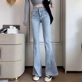 フロントポケット裾フリンジフレアデニムパンツ レディースファッション通販 ハイウ… | LAYLA | 詳細画像1 