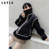 ブラック系 | ムートン風ジップアップフライトボアジャケット ファッション通販 レディース | LAYLA
