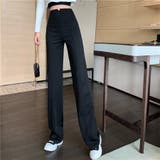 ブラック | ハイウエストスタイルアップルーズパンツ ファッション通販 女性 | LAYLA