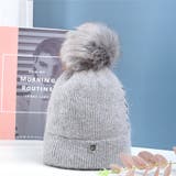 グレー | ぽんぽん付サイドステッチニット帽 ファッション通販 女性 | LAYLA