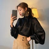 ブラック | 袖ボリュームブラウス ファッション通販 女性 | LAYLA