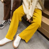 イエロー | リブワイドカラーパンツ 女性 レディース | LAYLA