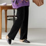 ブラック | リブワイドカラーパンツ 女性 レディース | LAYLA