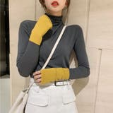 袖くしゅ配色ハイネックカットソー ファッション通販 女性 | LAYLA | 詳細画像6 