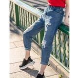 ネイビー | デニムブロークンイージーマムパンツ ファッション通販 女性 | LAYLA