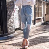 ブルー | デニムブロークンイージーマムパンツ ファッション通販 女性 | LAYLA