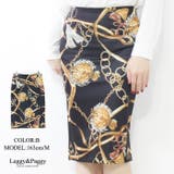 B | スカーフ柄ミディ丈タイトスカート プリントスカート 膝丈スカート | Leggy&Paggy