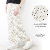 ドットホワイト | プリーツワイドパンツ ロングプリーツパンツ | Leggy&Paggy