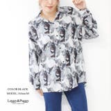 幾何柄プリントビッグシャツブラウス ゆったりドロップショルダー シャツブラウス | Leggy&Paggy | 詳細画像3
