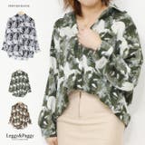 幾何柄プリントビッグシャツブラウス ゆったりドロップショルダー シャツブラウス | Leggy&Paggy | 詳細画像1
