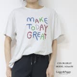グレー | 英字ロゴ ビッグTシャツ 半袖Tシャツ ロゴT Tシャツ半袖 | Leggy&Paggy