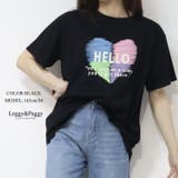 ブラック | ハート&英字ロゴプリント ビッグTシャツ 半袖Tシャツ Tシャツ半袖 | Leggy&Paggy