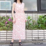 C | ノースリーブ ボタニカルプリント ウエストゴムギャザーワンピース | Leggy&Paggy