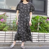 小花柄 フレアスリーブ ロングワンピース 半袖ワンピース ウエストギャザー | Leggy&Paggy | 詳細画像2