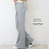 グレー | ポンチ風素材 フレアパンツ シューカットパンツ ベルボトム | Leggy&Paggy